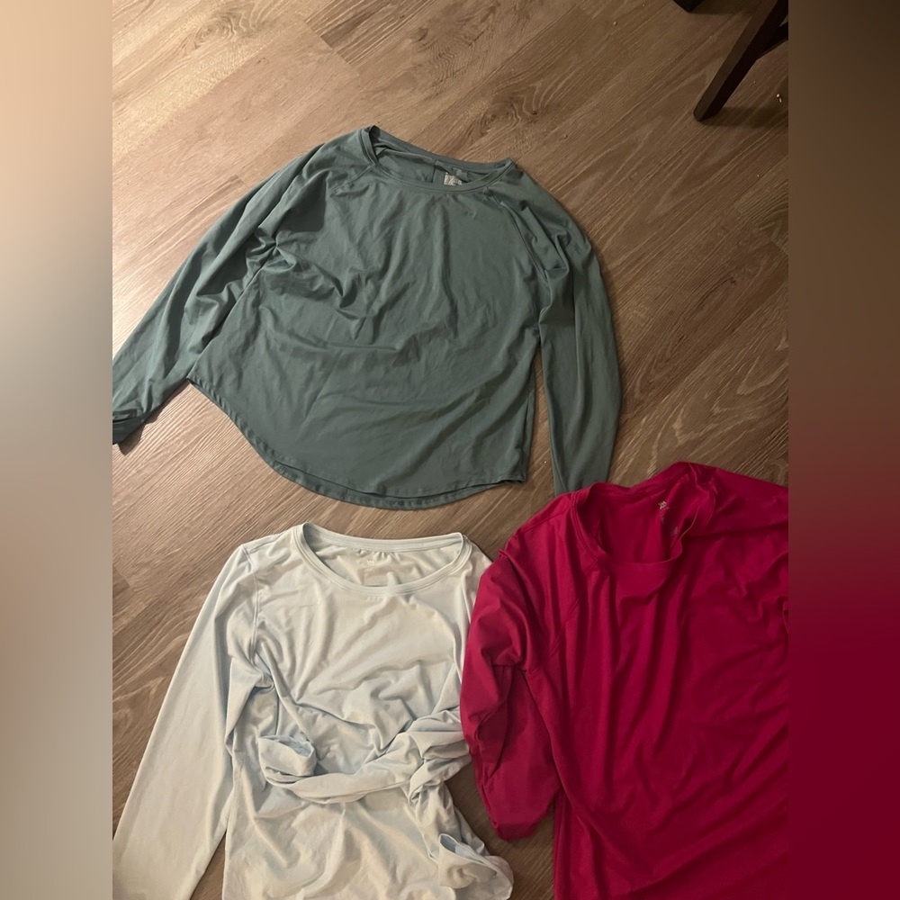 (3) All in Motion Active Long Sleeve Dri-fit tops